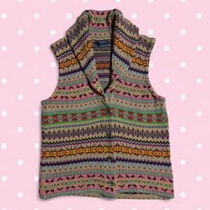Chaps Multicolor Knit Vest with Collar